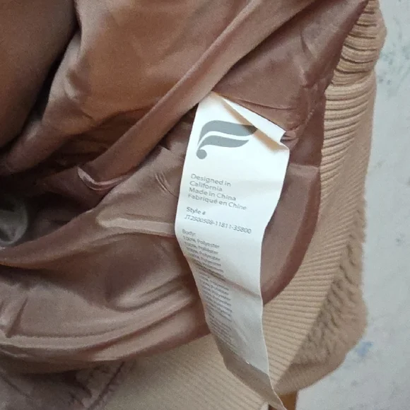 Fabletics Beige Teddy Bomber Jacket NWT